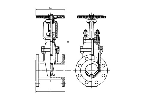 Rapidrop RD116FF OS&Y Gate Valve F4 Series (Flanged) dims