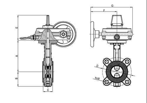 Rapidrop RD217 Butterfly Valve (Lugged) dims
