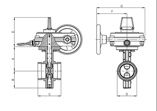 Rapidrop RD216 Butterfly Valve (Grooved) dims