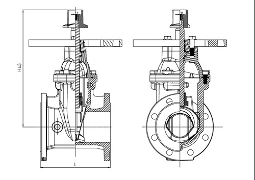 Rapidrop RD114.1FF NRS PIV BS5163 Gate Valve (Flanged) dims
