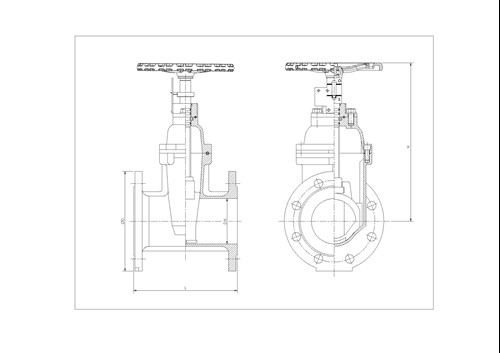 Rapidrop RD112 NRS GP BS 5163 Gate Valve (Flanged) dims
