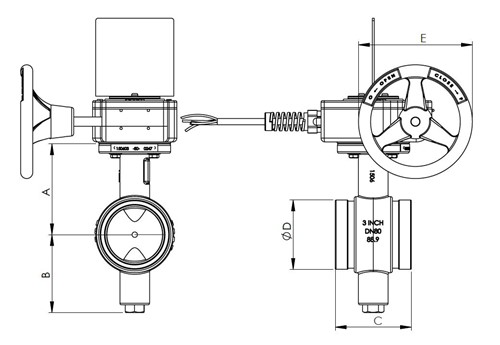 Rapidrop RD203 APSAD Butterfly Valves (Wafer) dims