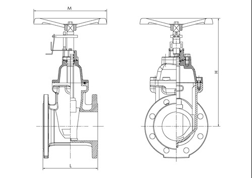 Rapidrop RD117FF NRS Gate Valve F4 Series (Flanged) dims