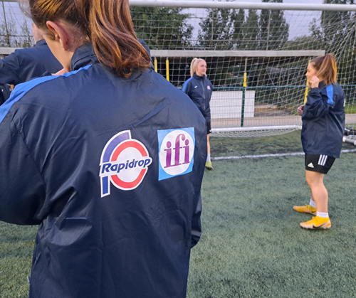 Yaxley Phoenix Ladies team training jackets sponsored by Rapidrop Global ltd