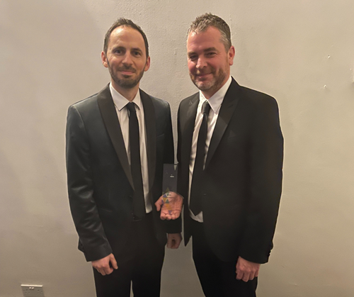 Martyn Curran, Sales Director of IFI and Martyn Willimer, Sales Director of Rapidrop, collect the Medium Business of the Year award